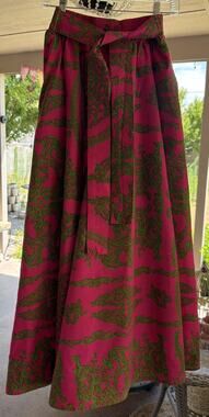 Kara Chic by NF Pink Green Funky Print One Size Full Skirt Tie 100% Cotton